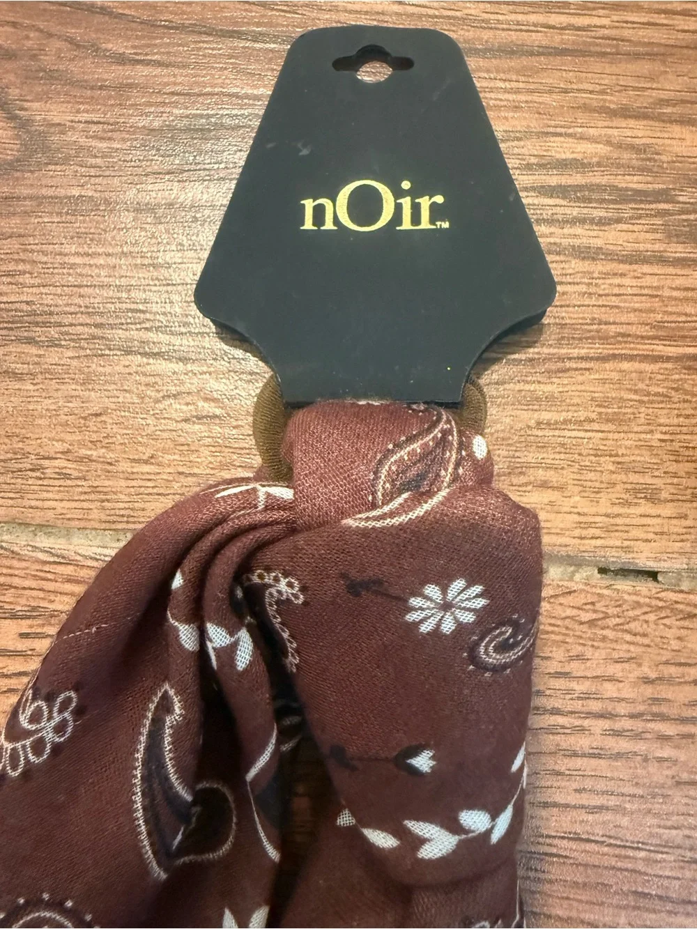 ✨Bundle nOir Brown Paisley Bandana Scarf & Berry Navy Paisley Hair Tie Set